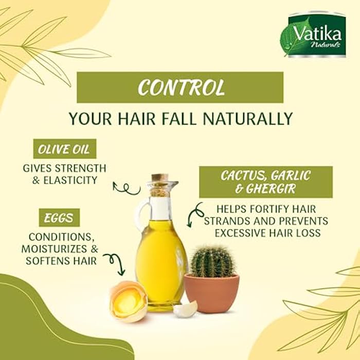 Vatika Hair Fall Control Hair Mayonnaise (500mL) | Natural Extracts of Cactus, Garlic and Ghergir | Helps Weak and Falling Hair | Promotes Healthy Hair - Image 3